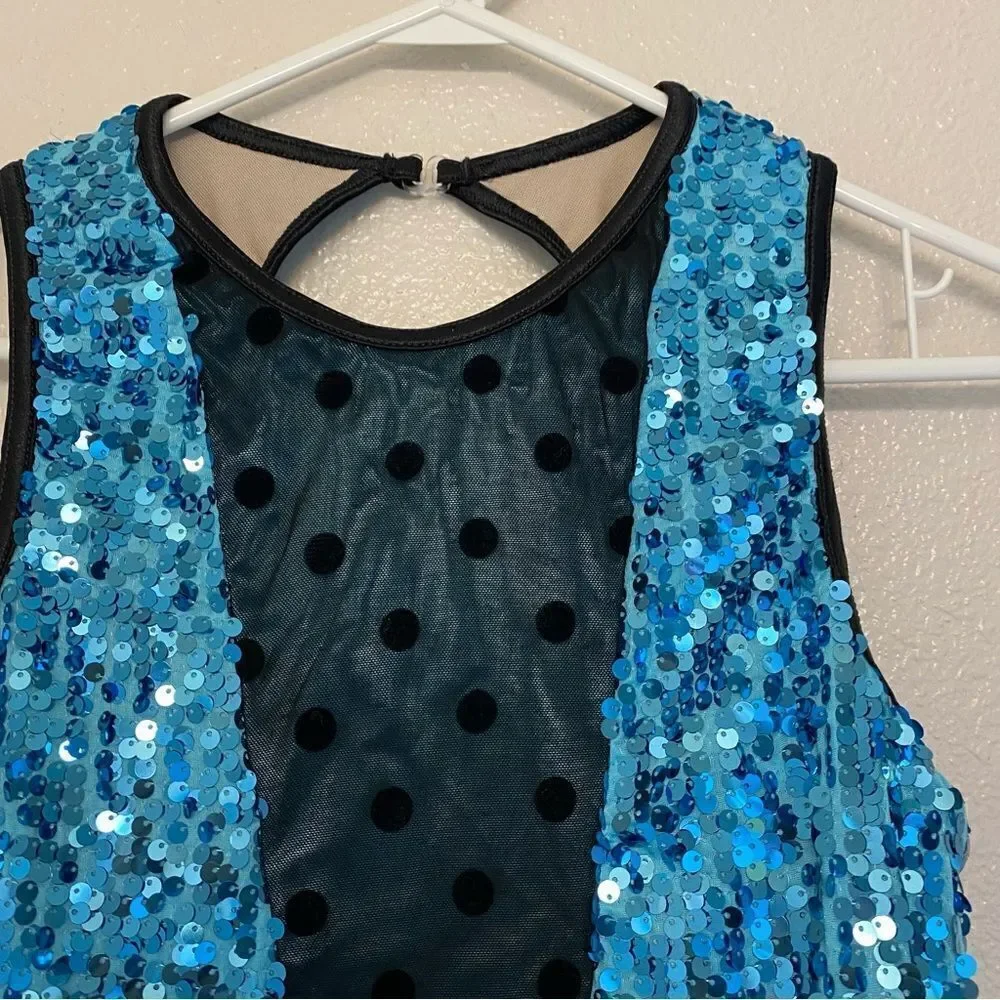 WEISSMAN Dance jazz tap blue sequin Things Can Only Get Better 10715 Adult XLA